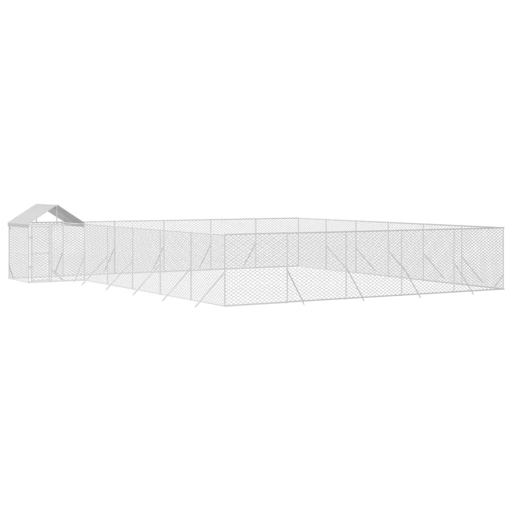 vidaXL Perrera de exterior con toldo acero galvanizado plata 10x6x2,5m, , large Imagen numero 14